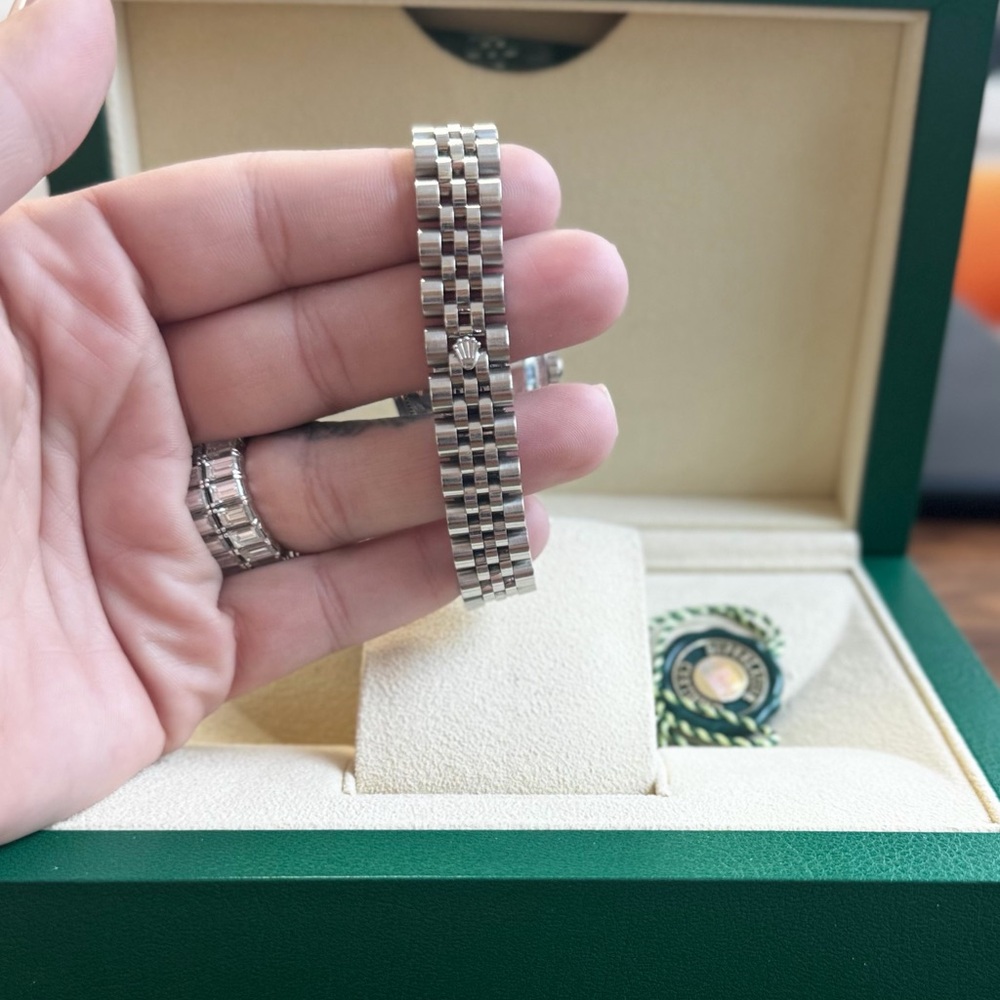 Rolex Women's Silver Watch with Blue Dial - Picture 2 of 2